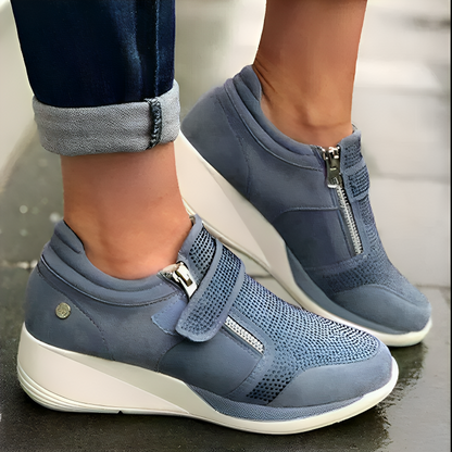 Women’s Elegant Platform Sneakers with Beads and Zipper | Ideal for All Seasons