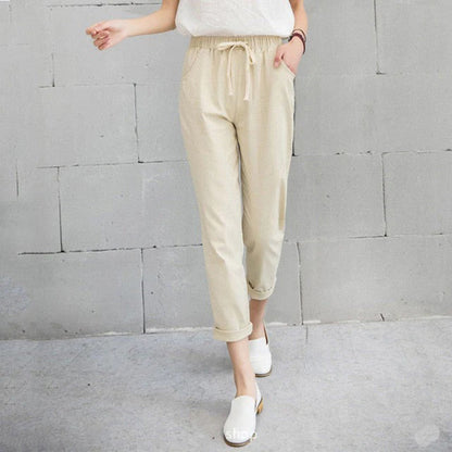 Irene - Women's Straight-Leg Trousers - Chic - Fabric - Great for Casual Days
