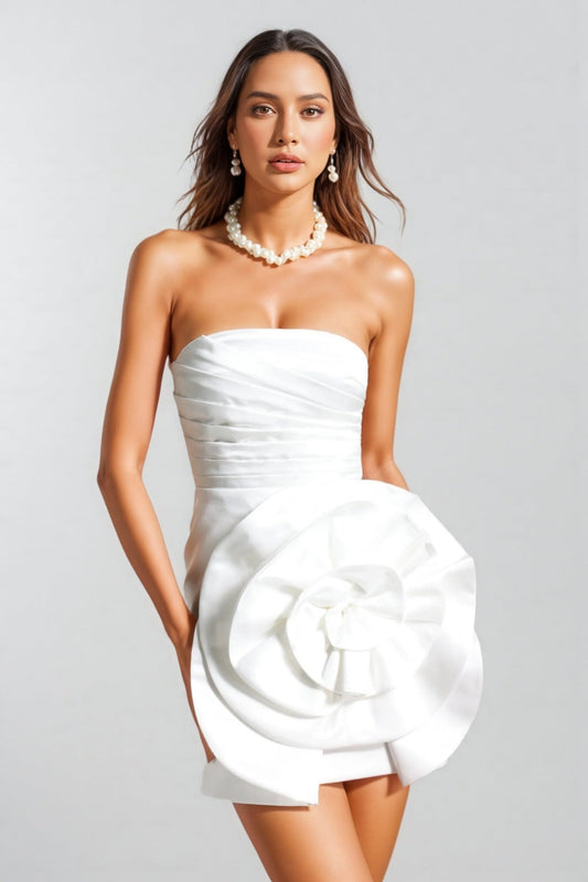 Kieran Flower Pleated Mini Dress