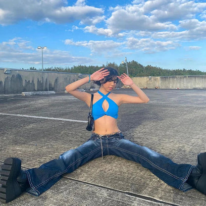 DressBetty - 2024 Y2K Grunge Vintage Low Waisted Skinny Flare Pants