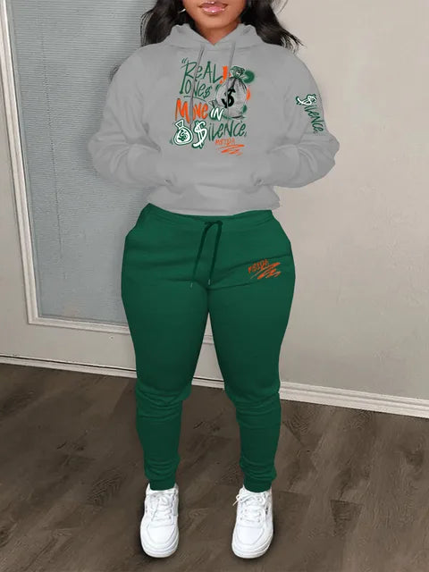 Plus Size Lips Letter Print Kangaroo Pocket Tracksuit Autumn Winter Long Sleeve Hoodies