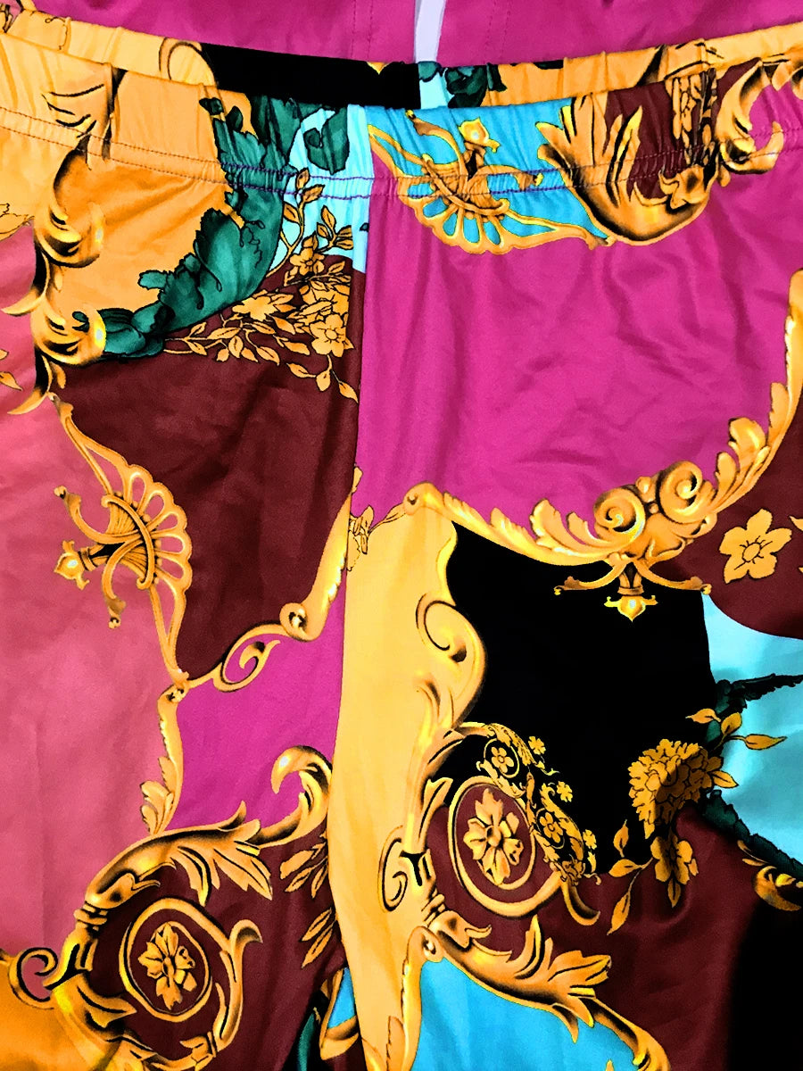 Plus Size Mixed Print Regular Fit Pants Set Fashion New 2025 Long Sleeve Shirt Causal Loose Slim Long Trouser Two Pieces