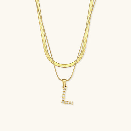 Opal Charm - LayeRed Gold Initial Necklace
