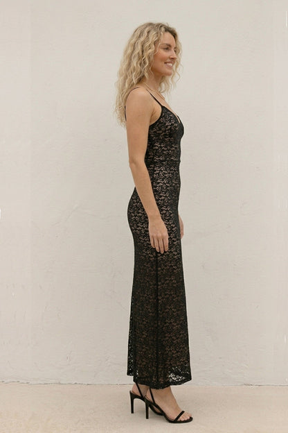 Lace Low Cut Pack Hip Cami Dress