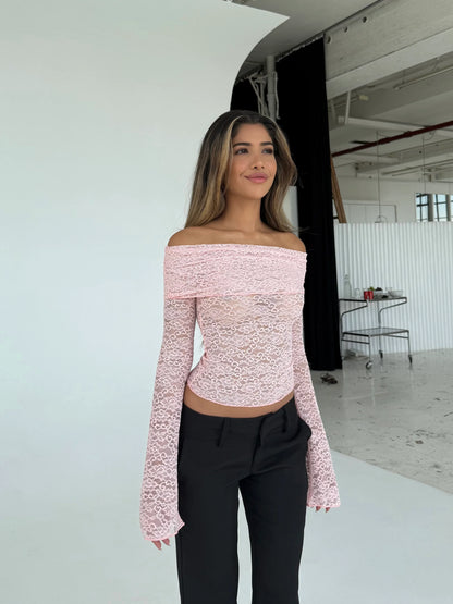 Lace One-Shoulder Skirt Set