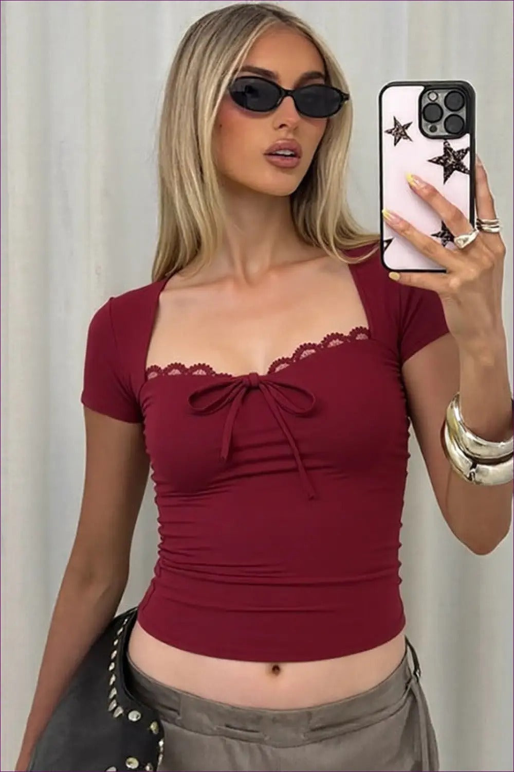 Lace Patchwork Square Neck Top