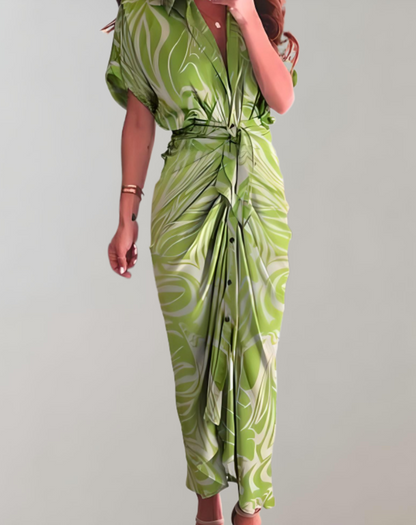 Vestido largo clásico ajustado para mujer con mangas murciélago | Ideal para primavera/verano