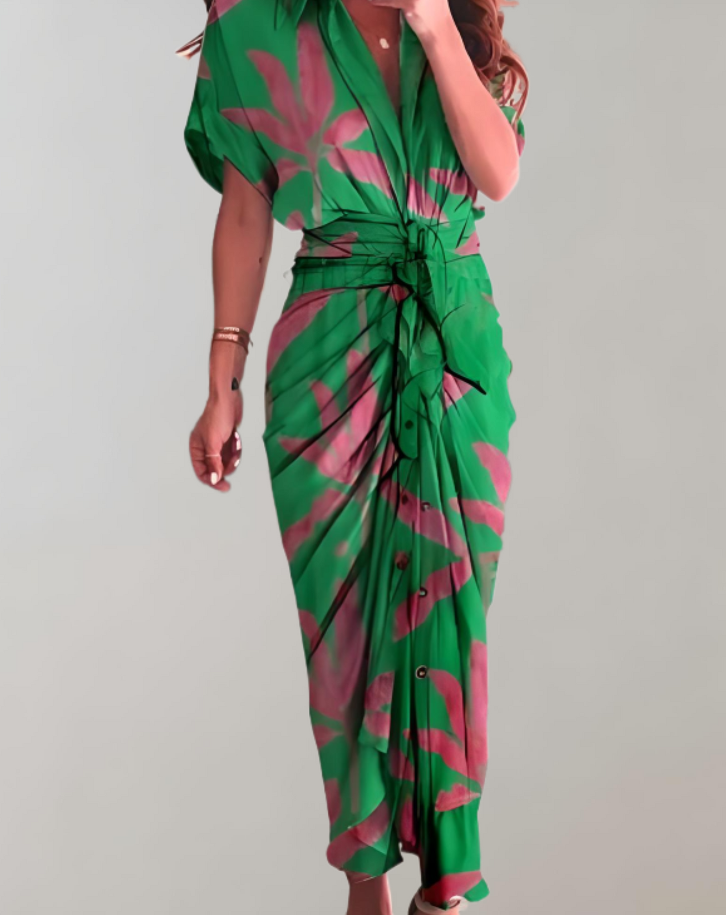 Vestido largo clásico ajustado para mujer con mangas murciélago | Ideal para primavera/verano