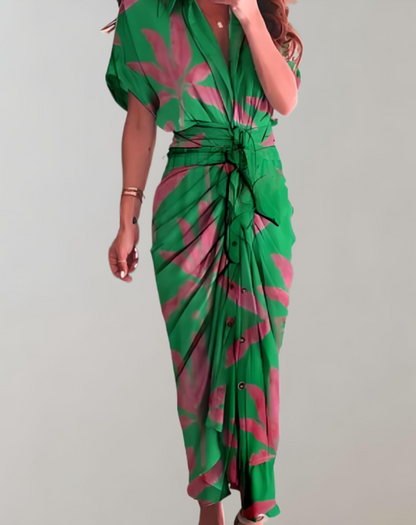 Vestido largo clásico ajustado para mujer con mangas murciélago | Ideal para primavera/verano