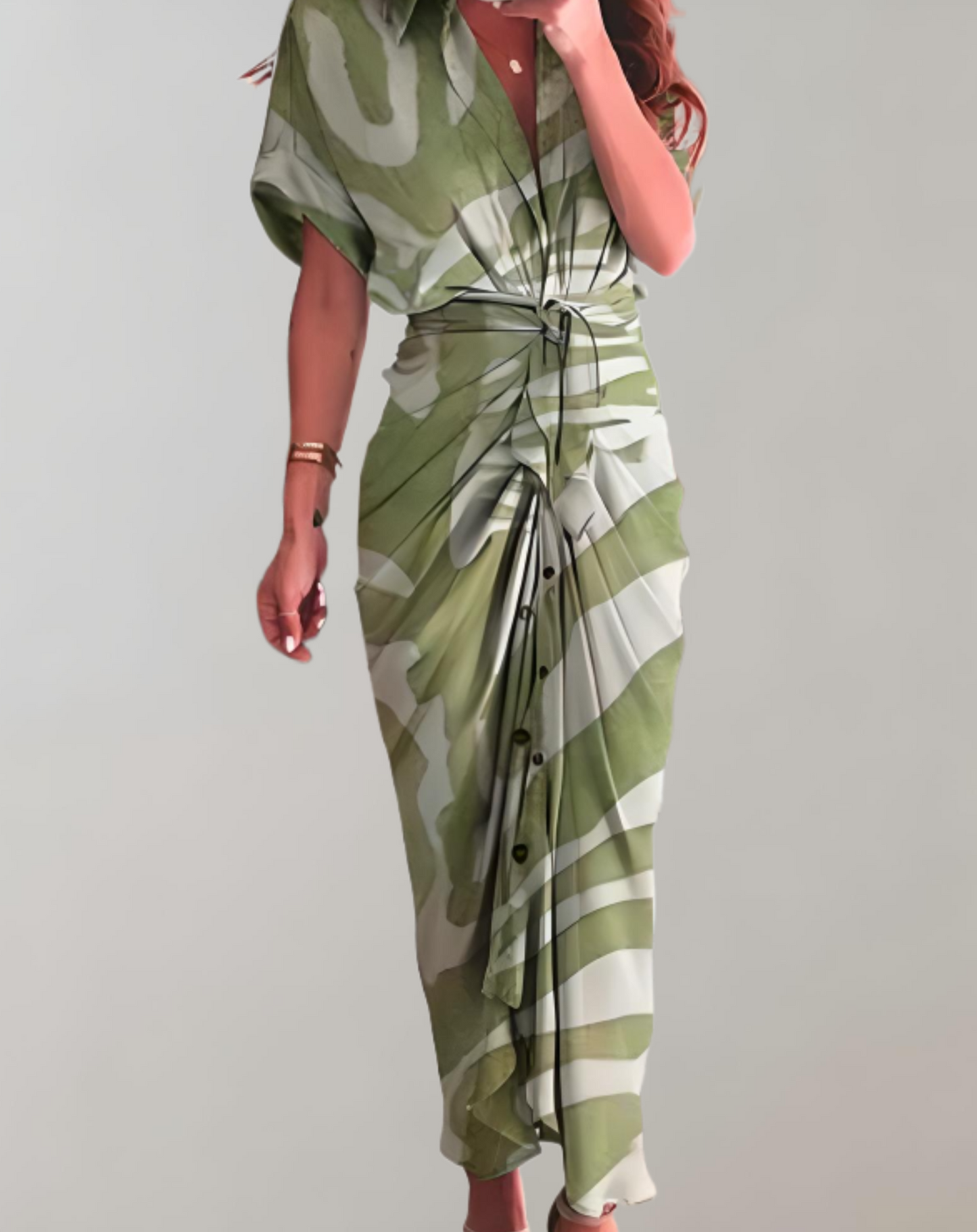 Vestido largo clásico ajustado para mujer con mangas murciélago | Ideal para primavera/verano