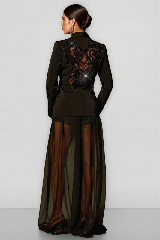 Ursa Rhinestone Mesh Blazer Set