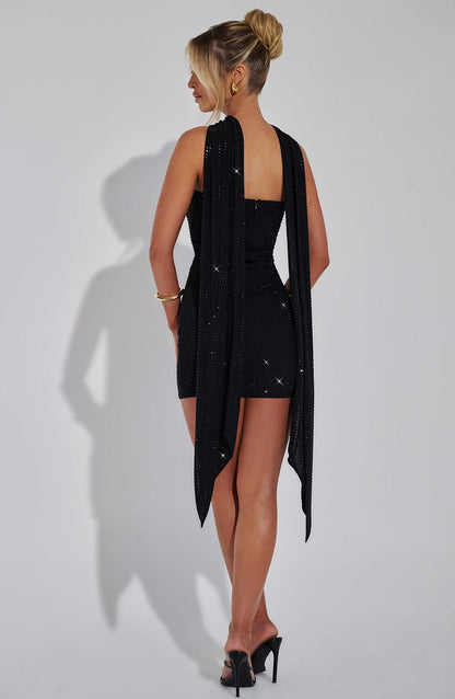 Elloria - Minivestido de cóctel brillante para mujer
