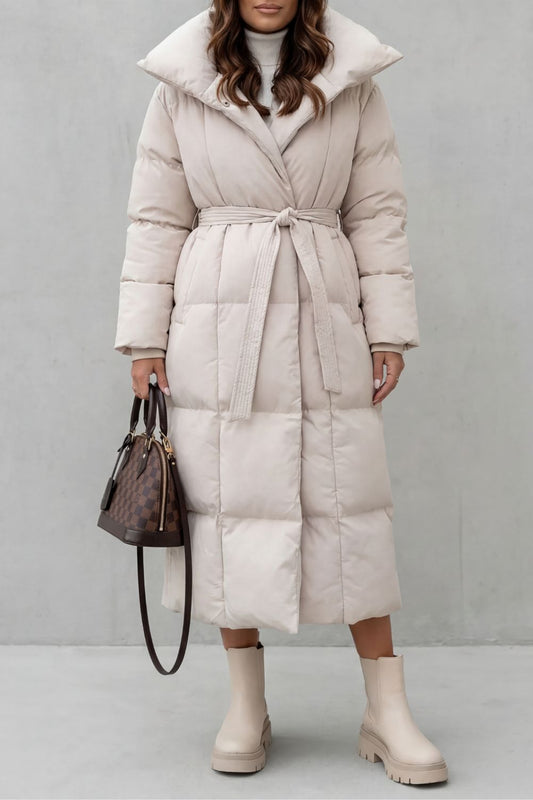 Lilian Belted Hooded Longline Puffer Coat