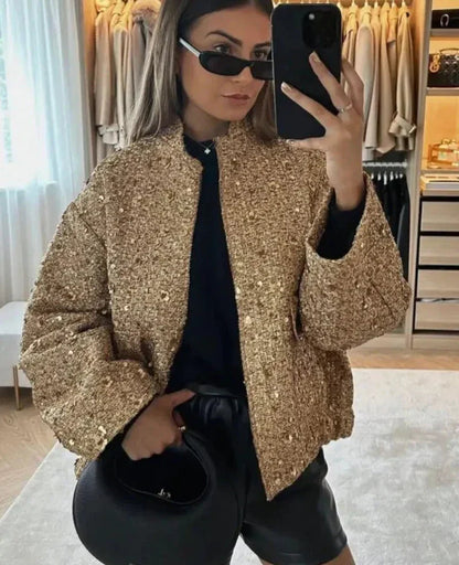 Women's Elegant Sequined Blazer with Pockets | Ideal for All Seasons
