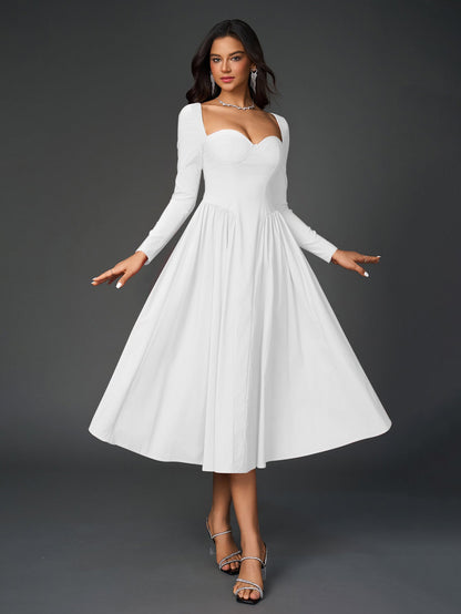 Long Sleeve Tie Back A-Line Dress