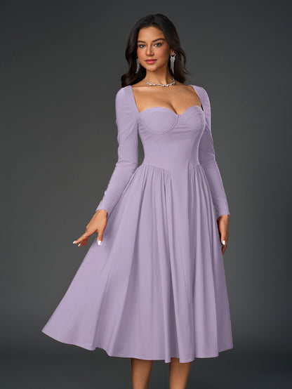 Long Sleeve Tie Back A-Line Dress