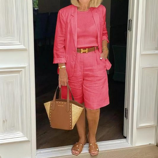 Elegante blazer rojo de verano para mujer con pantalón corto | Ideal para cualquier temporada