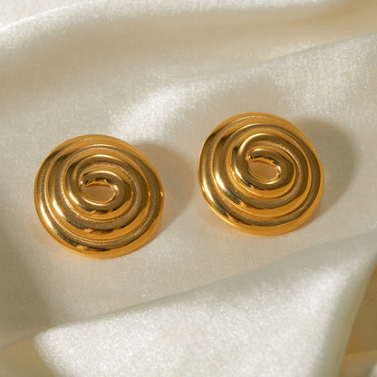 Luxe Spiral - Gold Round Earrings