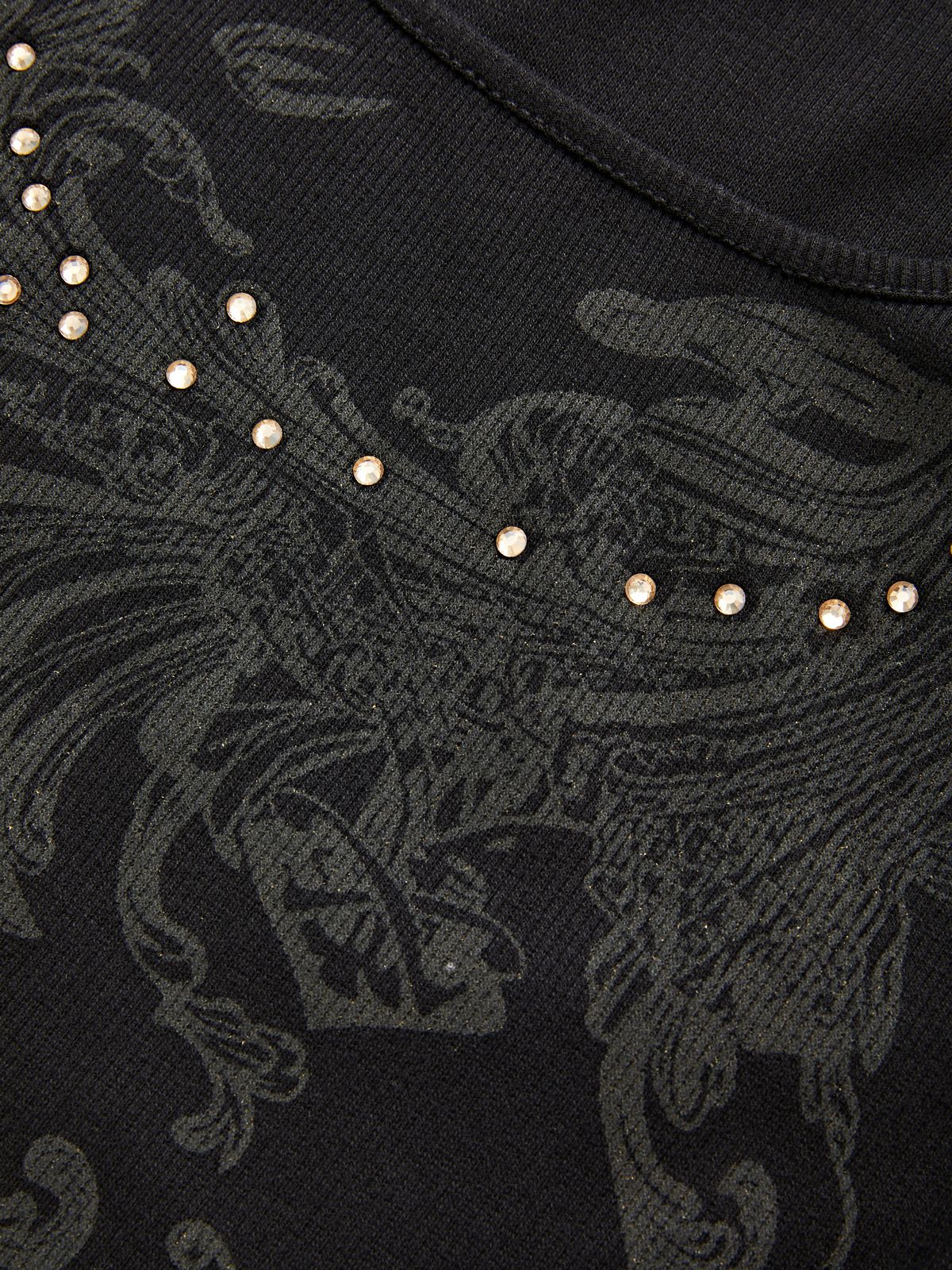 Rhinestone Detail Long Sleeve Crop Top