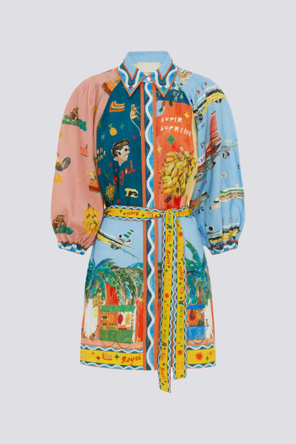 Vestido mini de patchwork con mangas globo de Magali