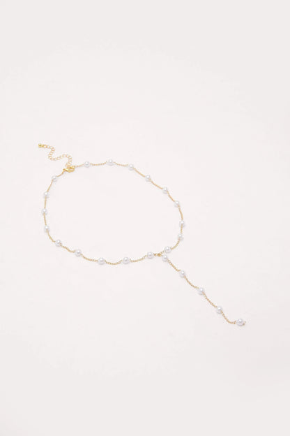 Matalin Pearl Y Chain Necklace