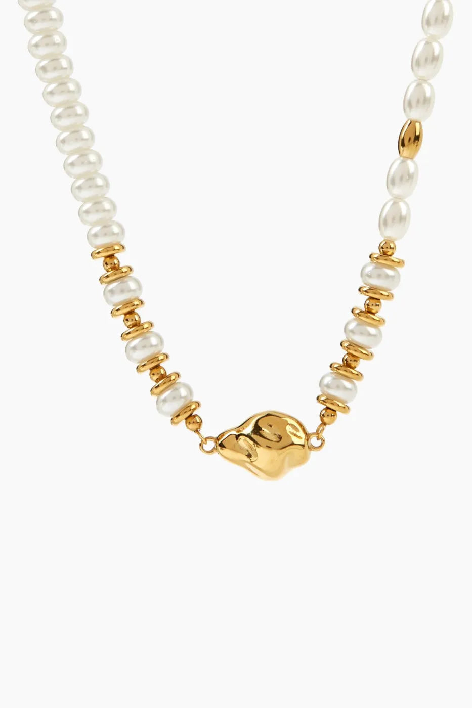 Mauve Faux Pearl Metal Decor Necklace