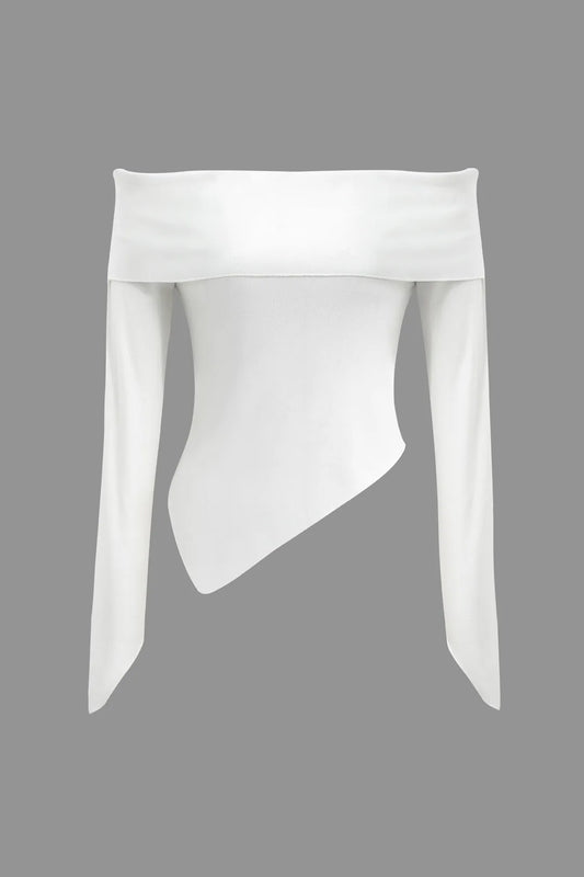 Melany Asymmetrical Off Shoulder Long Sleeve Top