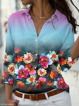 Blusa de manga larga con estampado floral moderno para mujer | Ideal para primavera/verano