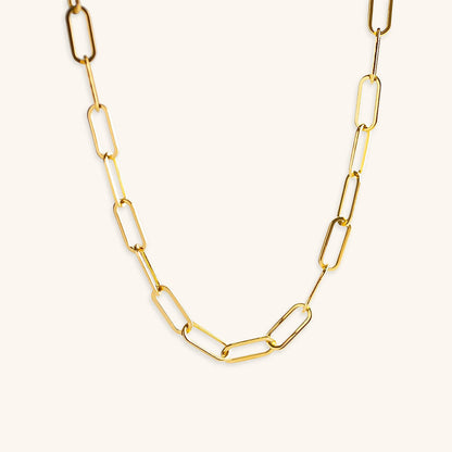 Modern Link - Gold Paperclip Chain Necklace