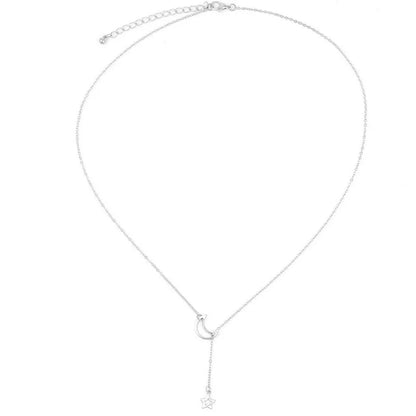 Fashion Moon Star Gold Alloy Charm Women Party Necklake