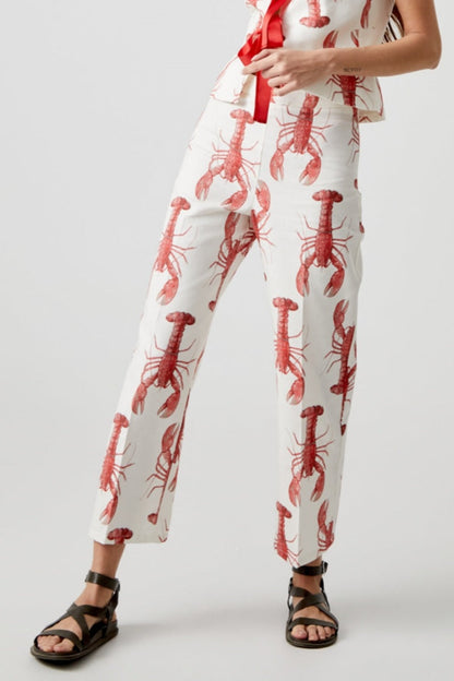 Conjunto de pantalón recto con estampado de langosta