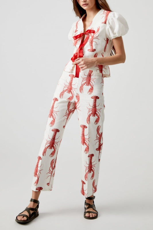 Conjunto de pantalón recto con estampado de langosta