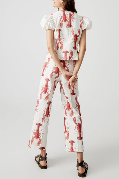 Conjunto de pantalón recto con estampado de langosta