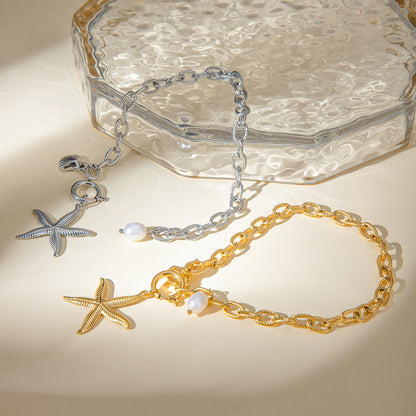 Nautilus Freshwater Pearl Charm Bracelet