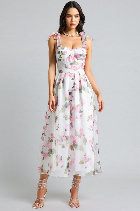 Lyric Printed Strap Midi Dress