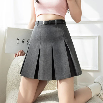 FashionSierra - New Fashion Black Mini Pleated Women 2025 Spring Summer High Waist A-line Short Korean Woman Casual Skirt