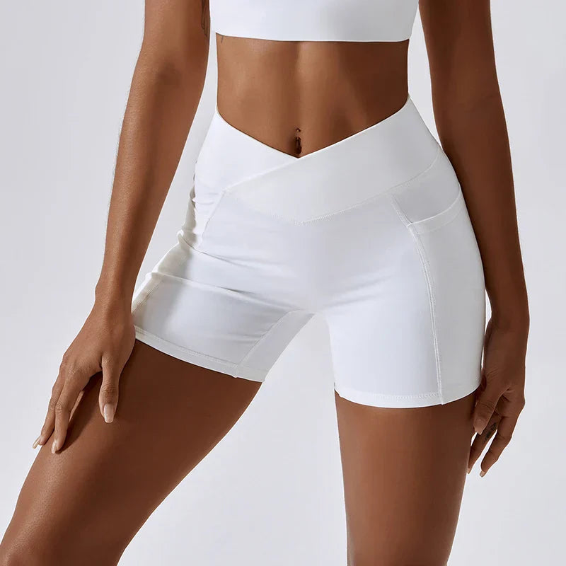 Fitness High Waist Cycling Gym Women Workout Scrunch Running Push-ups Legging Sports Short