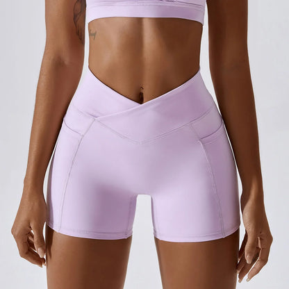 Fitness High Waist Cycling Gym Women Workout Scrunch Running Push-ups Legging Sports Short