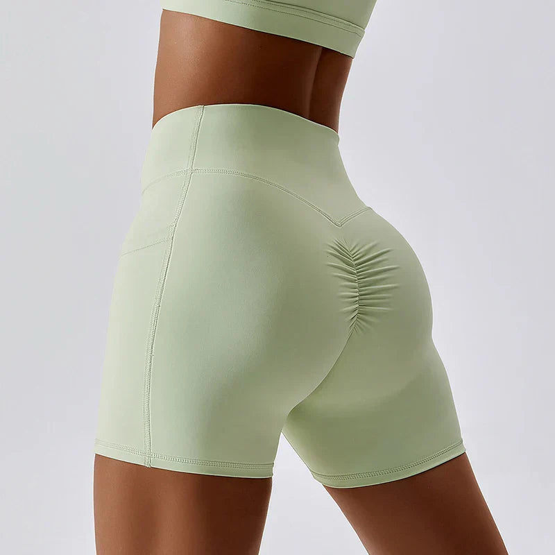 Fitness High Waist Cycling Gym Women Workout Scrunch Running Push-ups Legging Sports Short