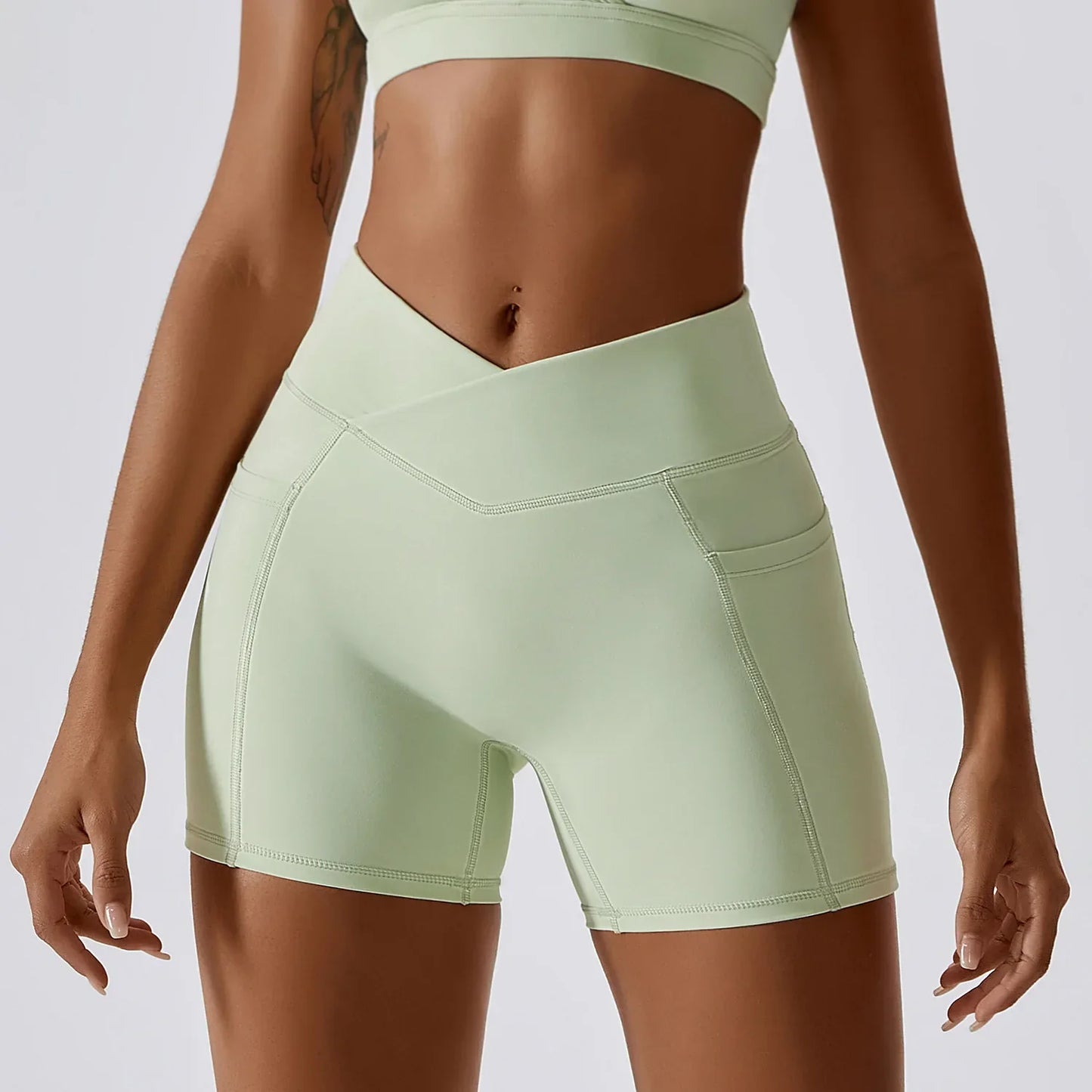 Fitness High Waist Cycling Gym Women Workout Scrunch Running Push-ups Legging Sports Short
