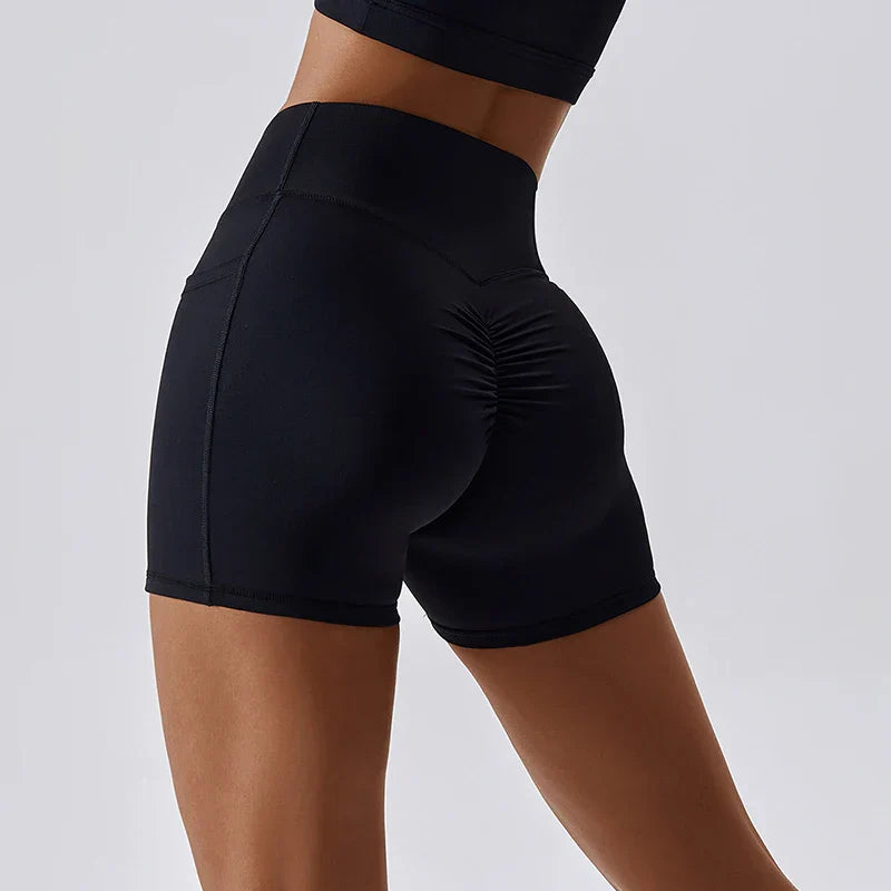Fitness High Waist Cycling Gym Women Workout Scrunch Running Push-ups Legging Sports Short
