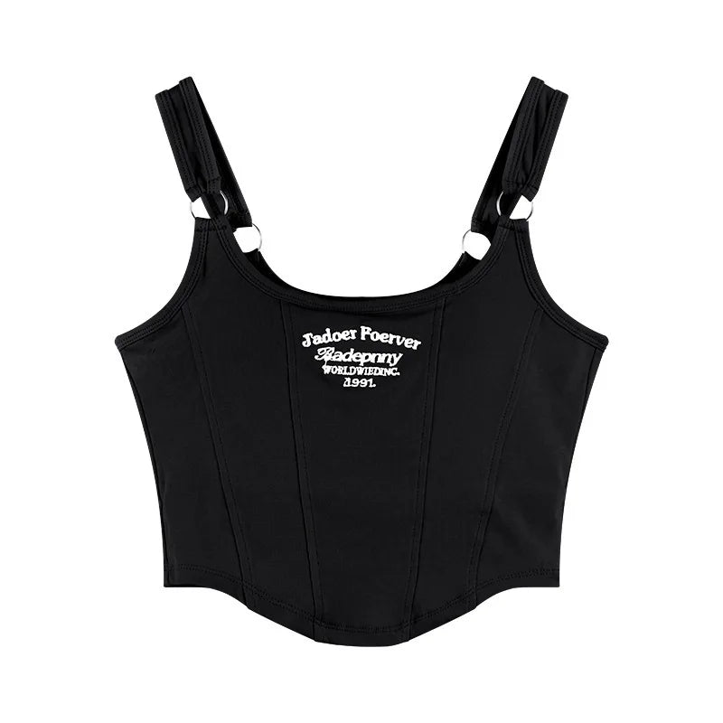DressBetty - 2024 Irregular Y2K Summer Buckle Vest with Print Letter
