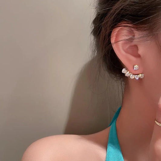 New Trend Style Round Crystal Women Flower Rhinestone Fashion Birthday Gifts Earring