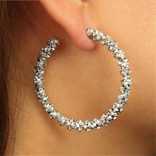 Vintage Women Gold Round Geometric Statement Metal Hanging Fashion Earring