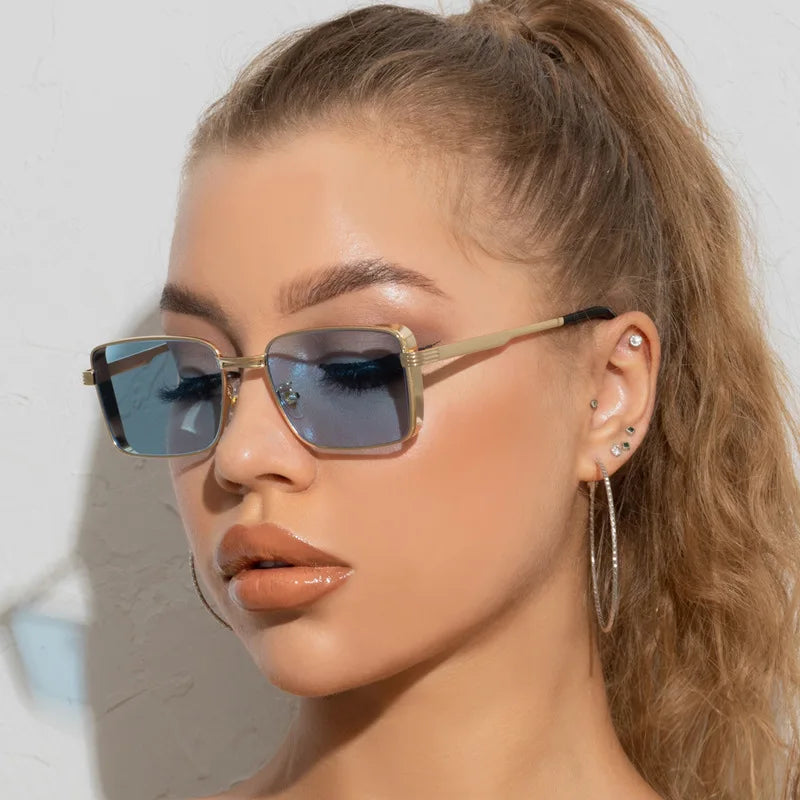 Vintage Square Metal Small Frame Driving UV Protection Sunglasses