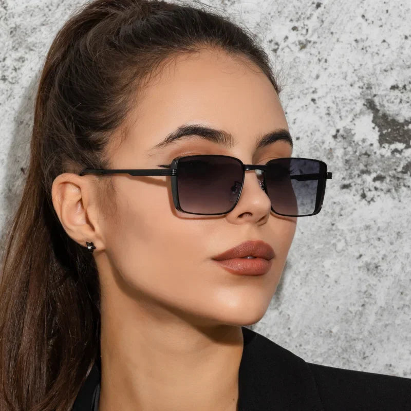 Vintage Square Metal Small Frame Driving UV Protection Sunglasses