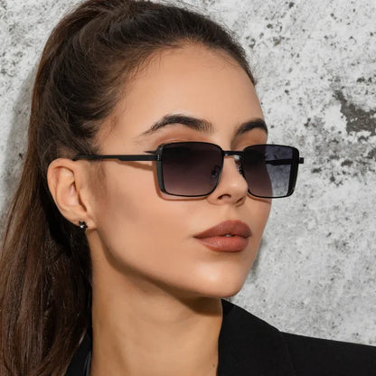 Vintage Square Metal Small Frame Driving UV Protection Sunglasses
