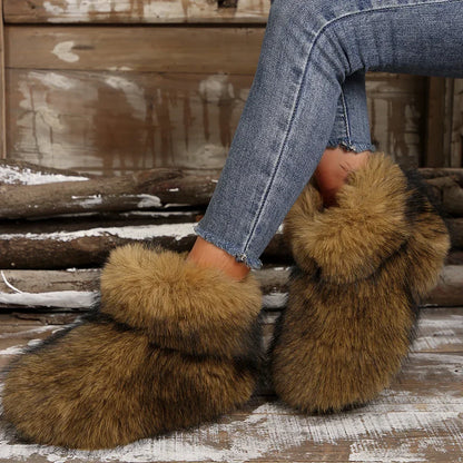 New Woman Boots High Boots Over-the-knee Fur Snow Boots Women's Fashion Warm Wool-like Plus Velvet Padded Winter Platform Shoes