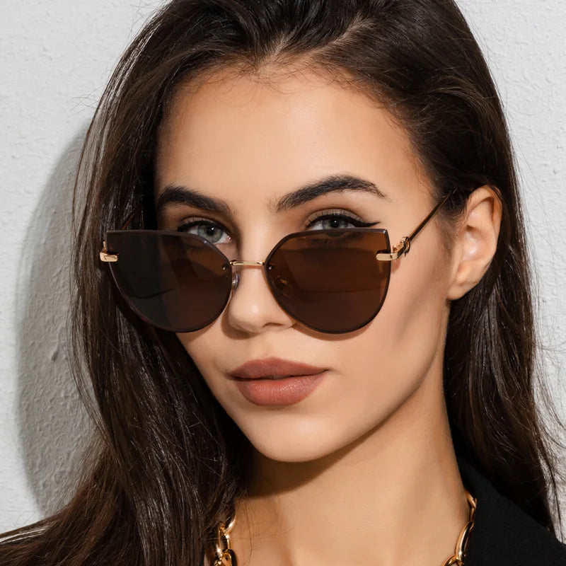 Frame Gradient Lens Vintage Metal Frame Sunglasses