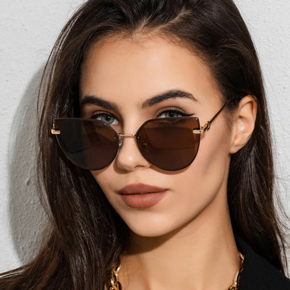 Frame Gradient Lens Vintage Metal Frame Sunglasses